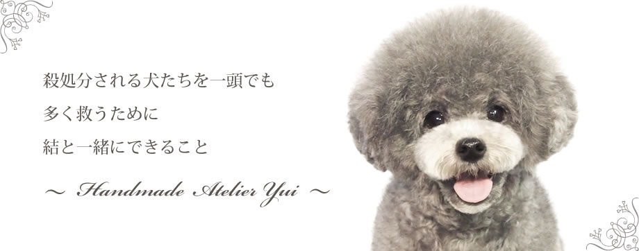 Atelier Yuiは犬救護団体です。ワンちゃんのために売上金は寄付にあてられます。